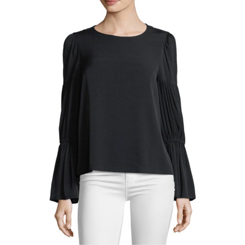 Club Monaco Amund Crewneck Pleated Sleeve Blouse